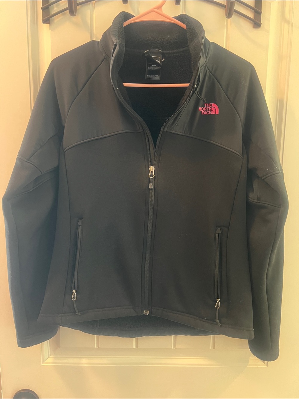The North Face Black Jacket with Pink Logo